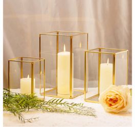 Glass Hurricane Candle Holder Set of 3