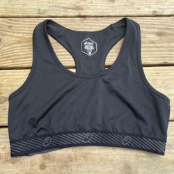 Asics Sports Bra Black Size L Underwire Unlined Unpadded Logo Racerback  