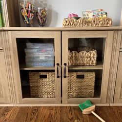 New In box - Glass Front Tv Stand Bookcase Toy Storage Cabinet Side Table
