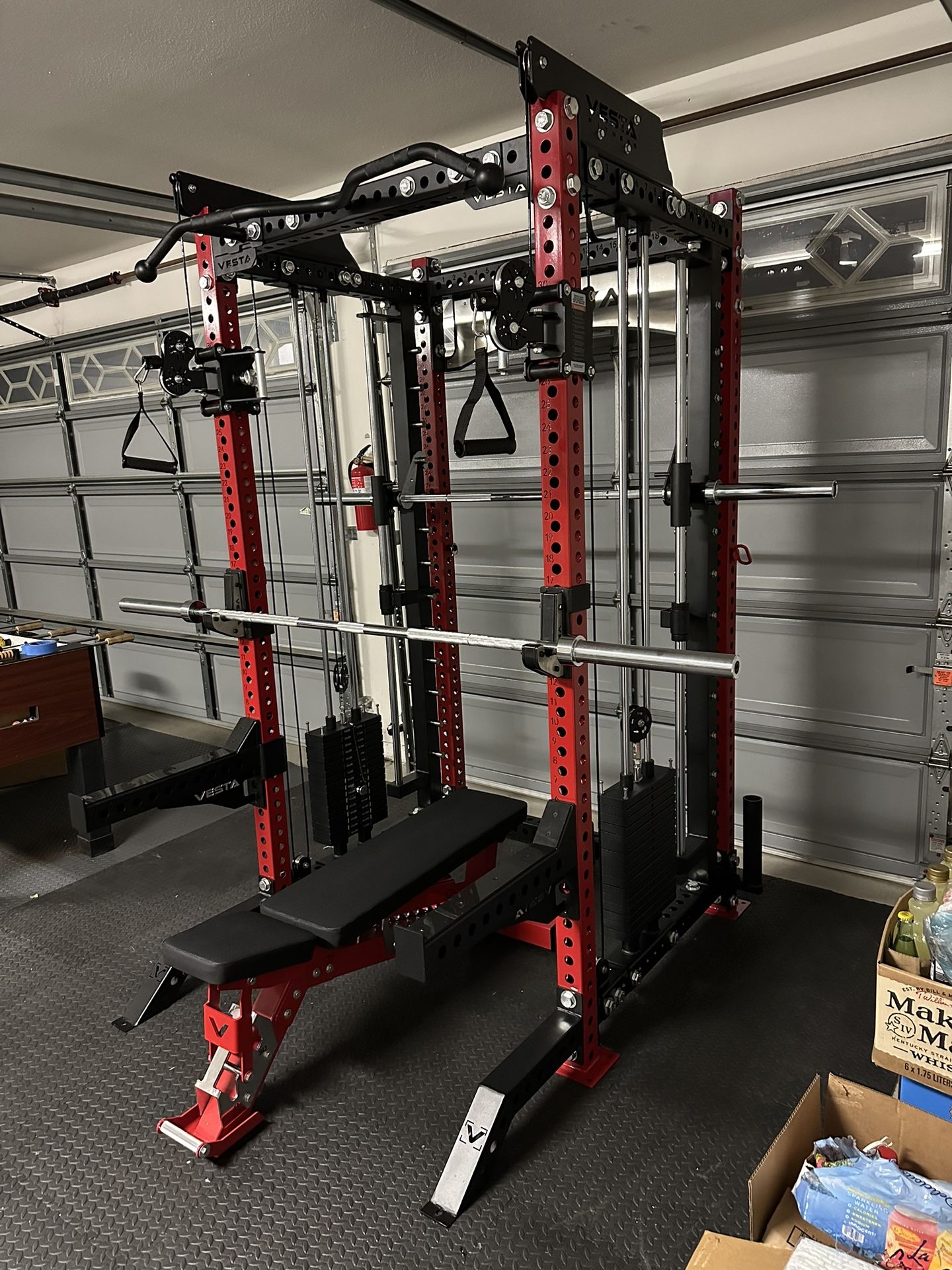 PRO SERIES Ultimate 3-1 Half Rack Functional Trainer w/Smith Machine Bar | 400lb Stack | Gym Equipment | Fitness | Commercial | Squat Rack