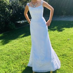 White Sequin Decor Wedding Dress