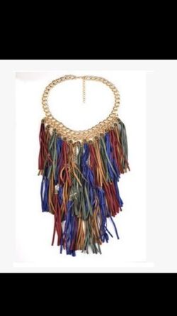 Multi colored fringe necklace! Brand new