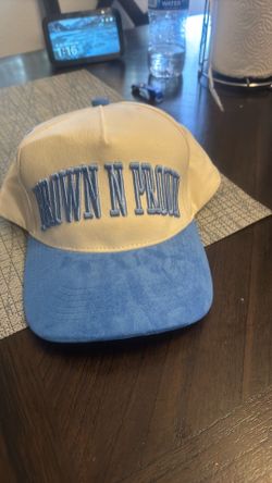 hat cream and blue one size fits most