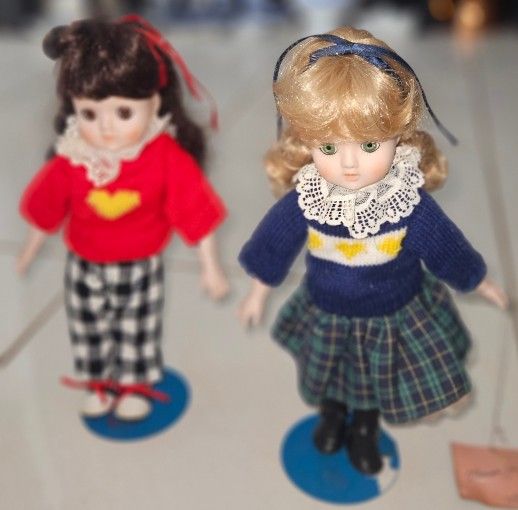 Marian Yu Designs Porcelain Dolls friends "Betty" and "Brenda" 12in