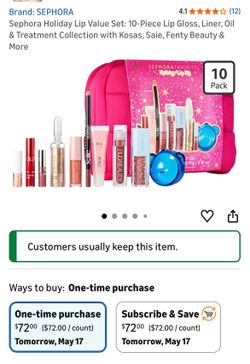 Sephora Holiday Lip Value Set: 10-Piece Lip Gloss, Liner, Oil & Treatment Collection with Kosas, Saie, Fenty Beauty & more