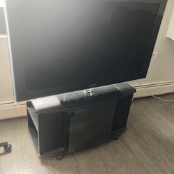 55” TV works great with a free stand