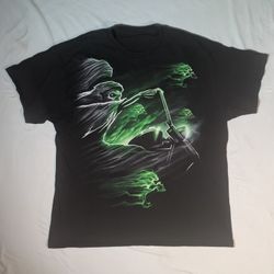 Vintage Y2K Grim Reaper/Ghost Rider Motorcycle Biker Graphic T-Shirt Sz XL