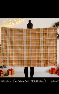 New Plaid Tan Brown Black Blanket 