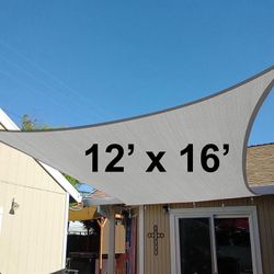 New in box $35 Rectangle 12x16 ft Sun Shade Sail Outdoor Canopy Cover w/ Ropes (Gray or Beige color)