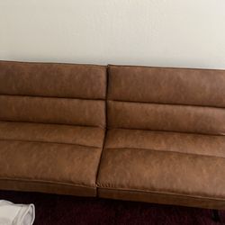 Brown leather Futon - Brand New (still In box) 