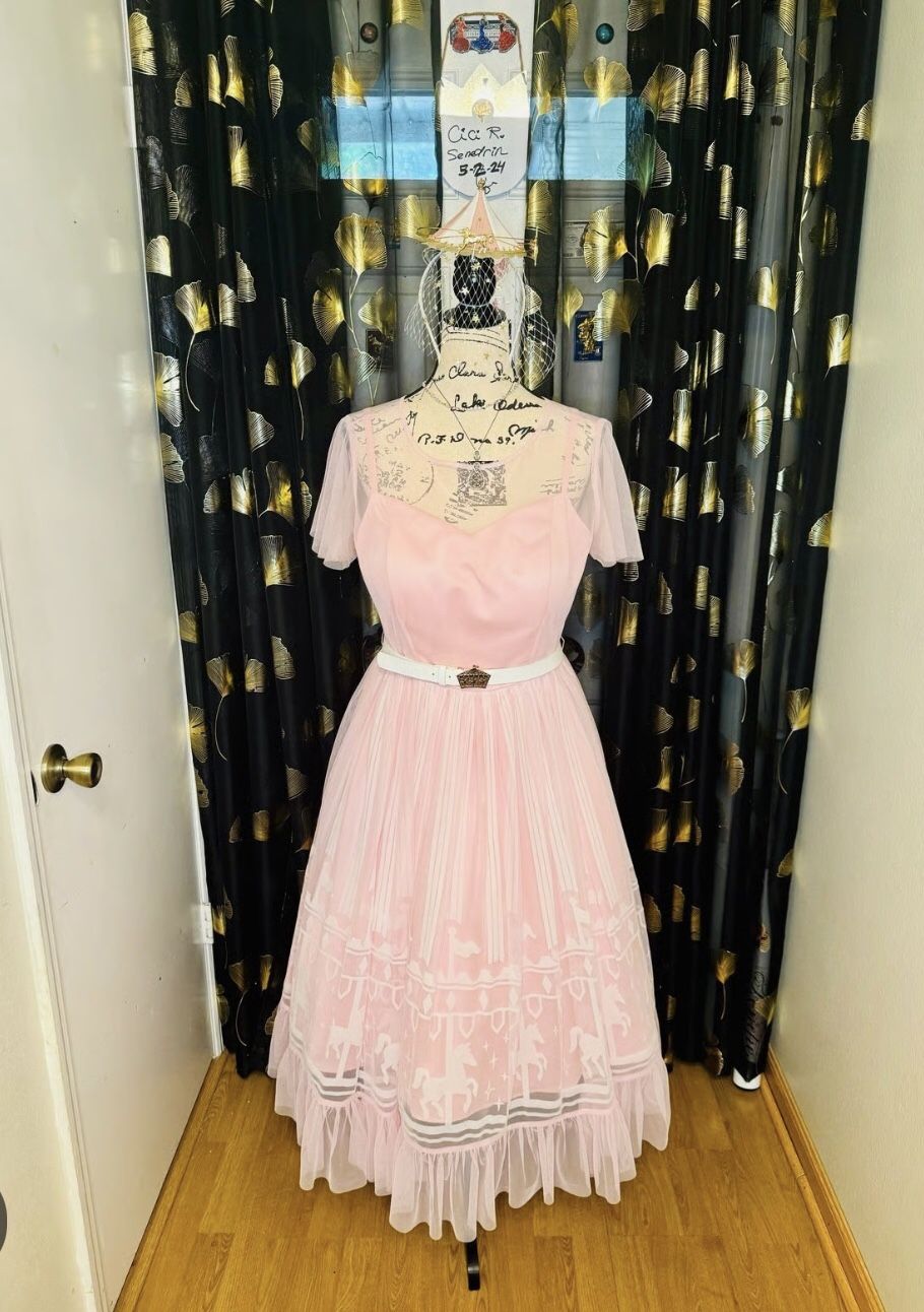disney pink carousel dress NEW Disney Parks The Dress Shop King Arthur's Carousel Dress Size 14