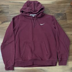 Nike Men's Club Fleece Pullover Hoodie Maroon Large Red