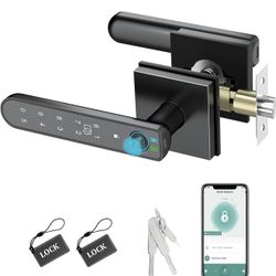 Foxgard Cerradura de puerta inteligente con huellas dactilares: perilla de puerta de huellas dactilares, biométrica 5 en 1, cerradura de puerta con im