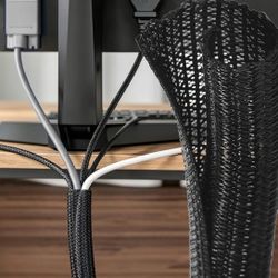 New Black Expandable Braided Tube Cable Management Sleeve