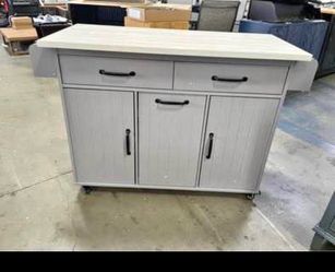 Newly Assembled 51" Kitchen Island w/ Till Out Trash Can Cabinet Rolling Kitchen Cart w/ Drop Leaf