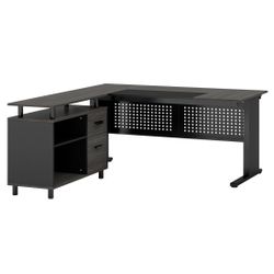 Tribesigns 63 Inch Executive Desk with File Cabinet, Large Office Desk L Shaped Computer Desk with Drawers and Storage Shelves, Business Furniture Des