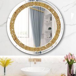 Round Crystal Rhinestone Diamond Wall Mirror.Brilliant Hand-Spliced Glass https://offerup.co/faYXKzQFnY?$deeplink_path=/redirect/ Accent Decorative Mi