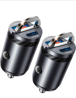 2-Pack 125W Fast Car Charger, Mini Flush Fit USB C Car Adapter