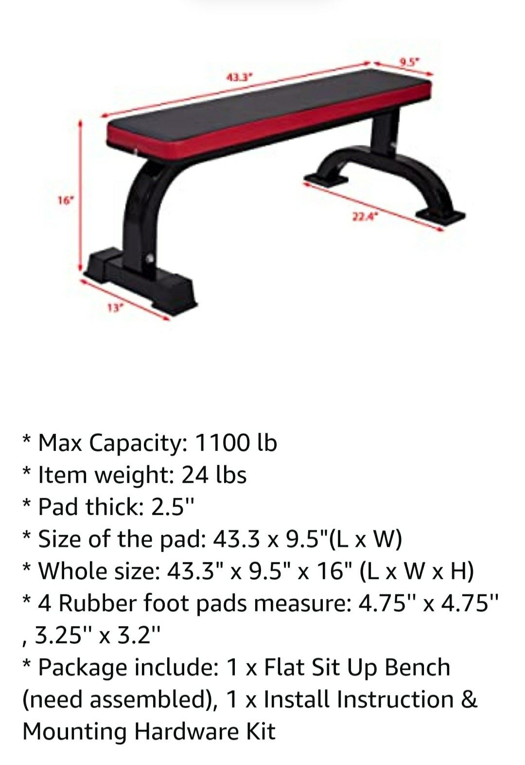 Flat weight bench