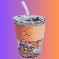 13oz Salmon Pink Glass Tumbler