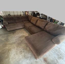 Brown Sectional Sofa with Chaise