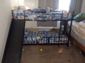 Bunk bed with slide and mattresses included