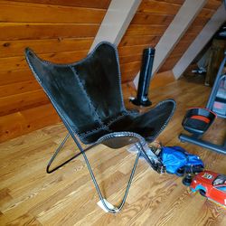 Wroght iron leather butterfly chair