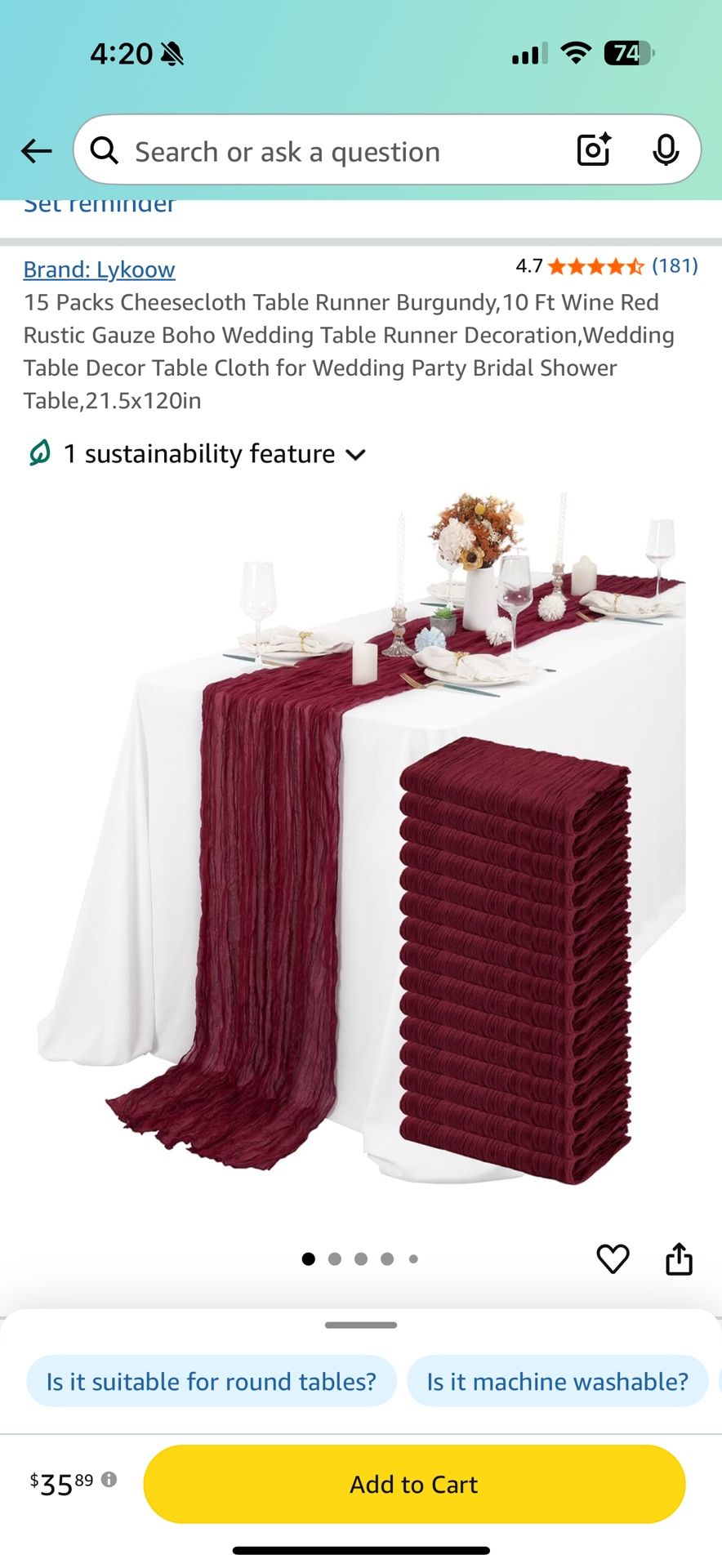 Cheesecloth Table Runner Decorations