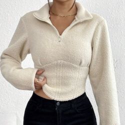 warm cropped jacket size small 