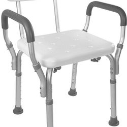 Vaunn Shower Chair Bath Seat with Padded Arms, Removable Back and Adjustable Legs for Bathtub Safety a

