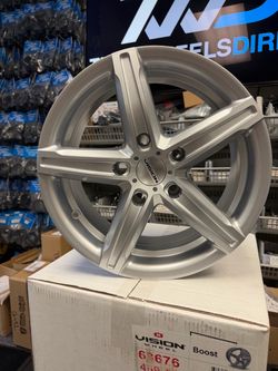 (Set-4) Vision 469 Boost 15x6.5 5x4.5 5x114.3 38mm Silver Wheels Rims 15 inch