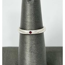 Tiffany & Co Elsa Peretti 925 Sterling Silver Ruby Stacking Band Ring Sz 5