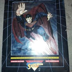 Superman  Sighned An Certified Comic Poster Art 