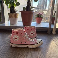 Girls Converse All Star Pink High-Top Sneakers - Youth Size 13