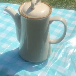 Vintage  Stone Ware Coffee  Or Tea Pot  4 To 8 Cups   8 inches Tall  No Chips 