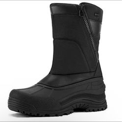 mysoft Men's Winter Snow Boots Mid Calf Waterproof Insulated Fur Lined Warm Anti-Slip Zip Boot New - SIZE 14