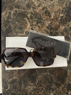Celine Triomphe Tortoiseshell Square Sunglasses