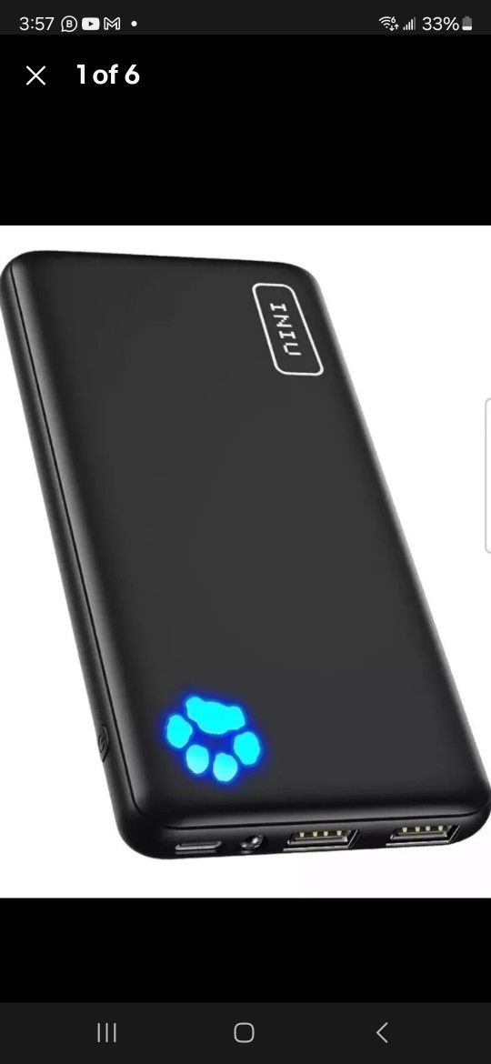 INIU Portable Charger, Slimmest 10000mAh 5V/3A Power Bank, USB C in&out...