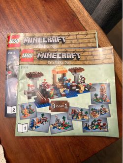 Used 2016 RETIRED Minecraft Lego set complete with instructions 8 sets in 1 crafting box
