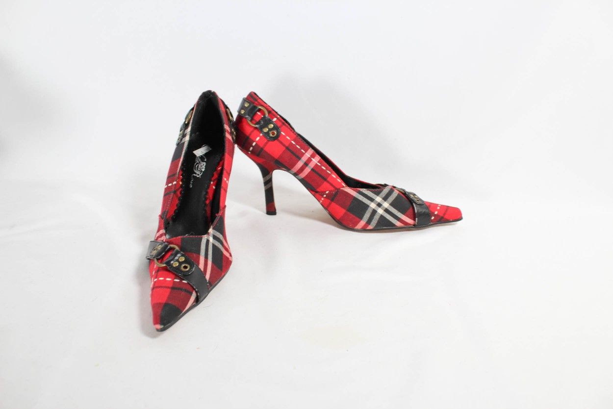 Vintage Y2k 2000s Punk Rock Tartan Plaid High Heels