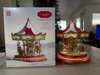 Christmas Village St. Nicholas Square Reindeer Carousel 2024
