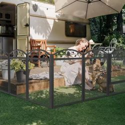 P-XE172-V1 Dog Whelping Box Fence: Pet Indoor Metal Playpen Crate with Waterproof whelping pad - Heavy Duty Puppy Outdoor Exercise Play Pen with Door 