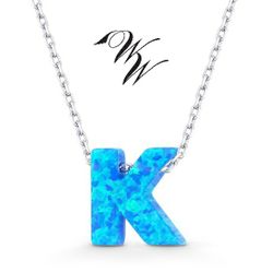 Australian Opal INITIAL Necklace on STERLING SILVER Chain ⛓