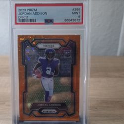 2023 Panini Prizm Rookies Jordan Addison #368 Disco Prizm RC PSA 9 (contact info removed)2