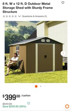 8x12 ft Outdoor Metal Storage Shed