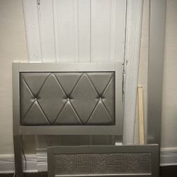 Gray Twin Bedframe With Box Spring