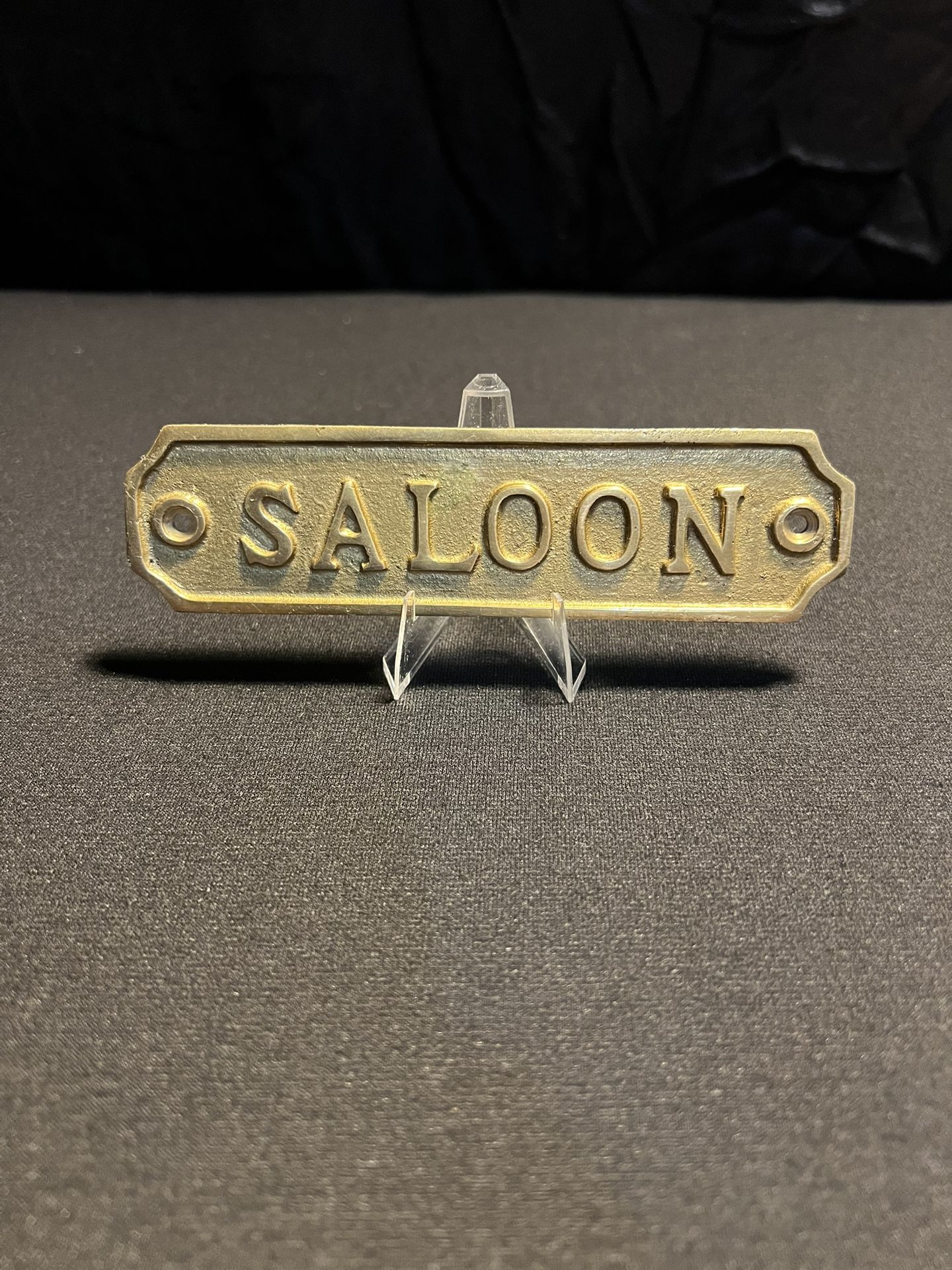 Brass  Door-wall Or Bar Plaque,  “SALOON”