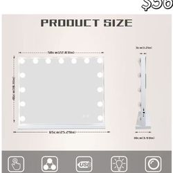 😀 Vanity Mirror with Lights and Bluetooth, Hollywood Makeup Mirror with 15 Dimmable LED Bulbs and USB Charging, 3 Color Modes Lighted Vanity Mirror