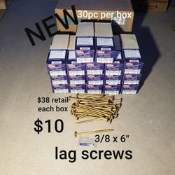 new boxes of 3/8"x 6" star lag screws $38 retail each box 