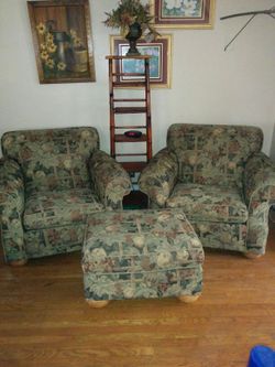 Great condition two chairs and an ottoman